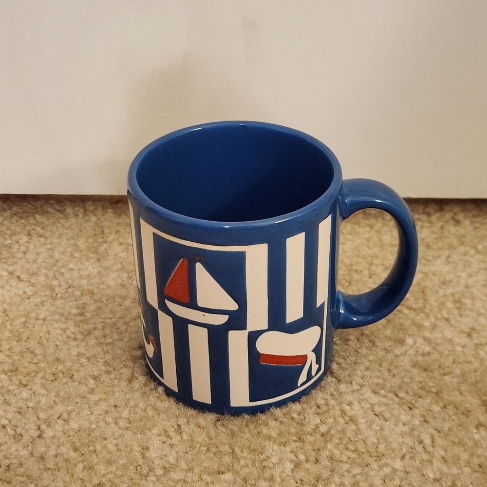 Waechtersbach Blue White Striped Sailor Boat Beach Mug Germany - Picture 3 of 5